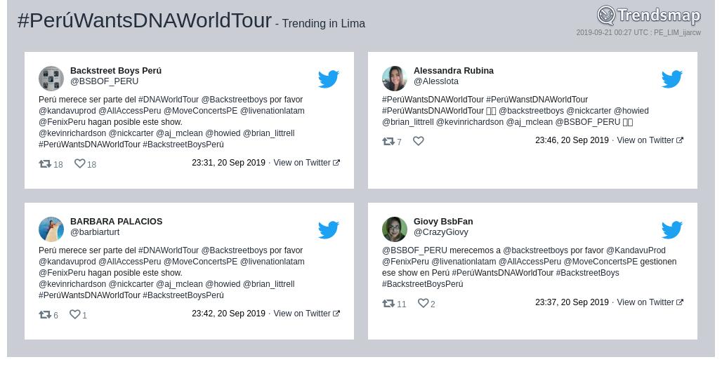 TrendsLima's tweet photo. #perúwantsdnaworldtour es ahora una tendencia en #Lima

https://t.co/PpAXMkOJjL https://t.co/80XVVy4IXP
