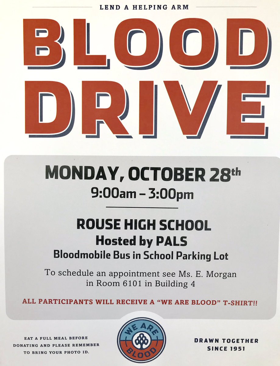 PalsRhs's tweet photo. Raider Nation! We need you and your blood! Help Dell Children’s Hospital in their work to save the lives of many individuals by giving your blood on Monday, October 28th during the school day! If you have any questions DM @PalsRhs or go see Mrs Morgan in room 6101 💉❤️ https://t.co/OF3MZs4QDs