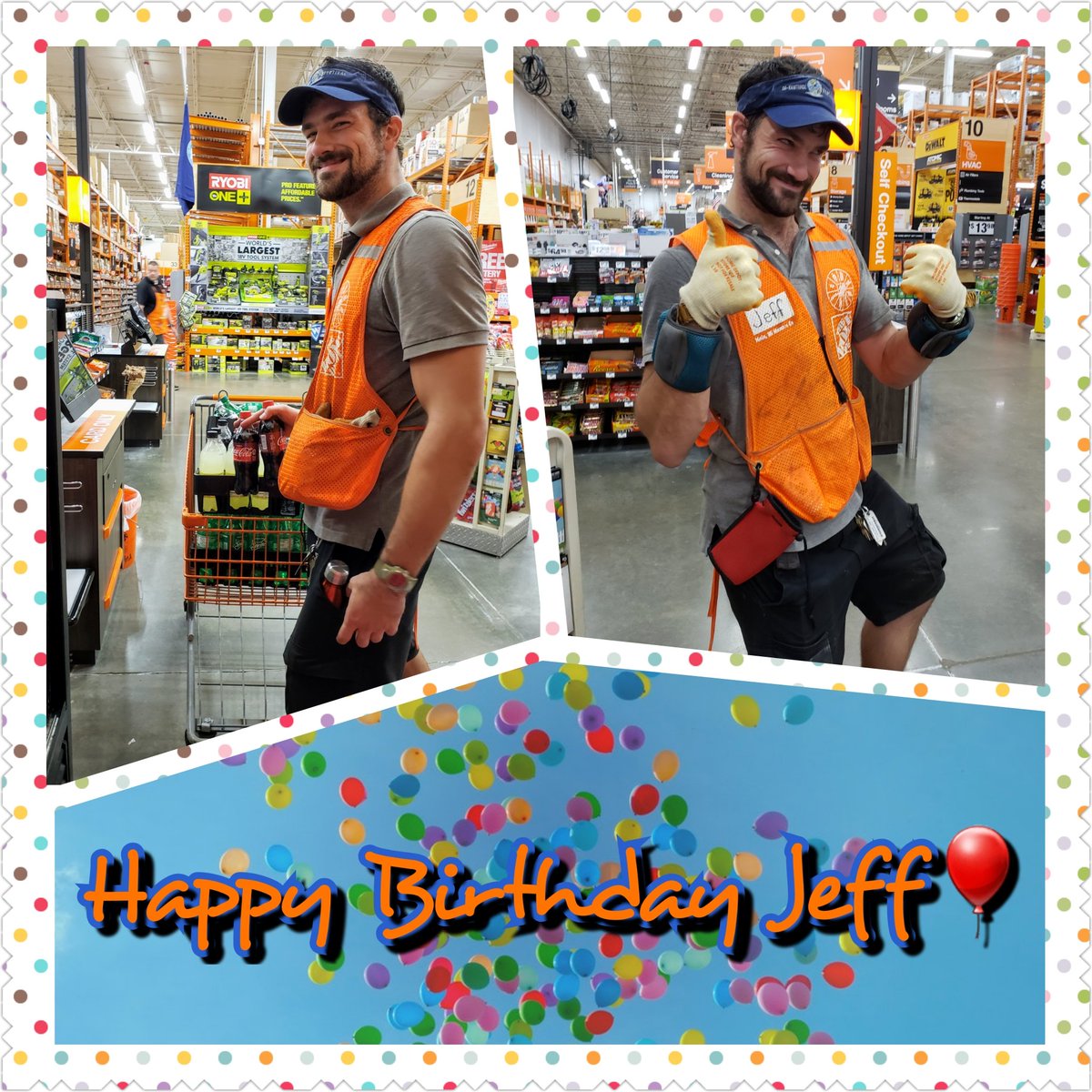 JSiddens3027's tweet photo. HAPPY BIRTHDAY, Jeff🎉🎈
We hope your day was AWESOME just like YOU!!! Thanks for all you do👍👍 #hardworkpaysoff #proloader #positiveenergy #ninja @Homedepot3014 @nickpalme @CrystalD_3014 @JStevenson3014 @mmeyer_thd https://t.co/5QShE6pPnf