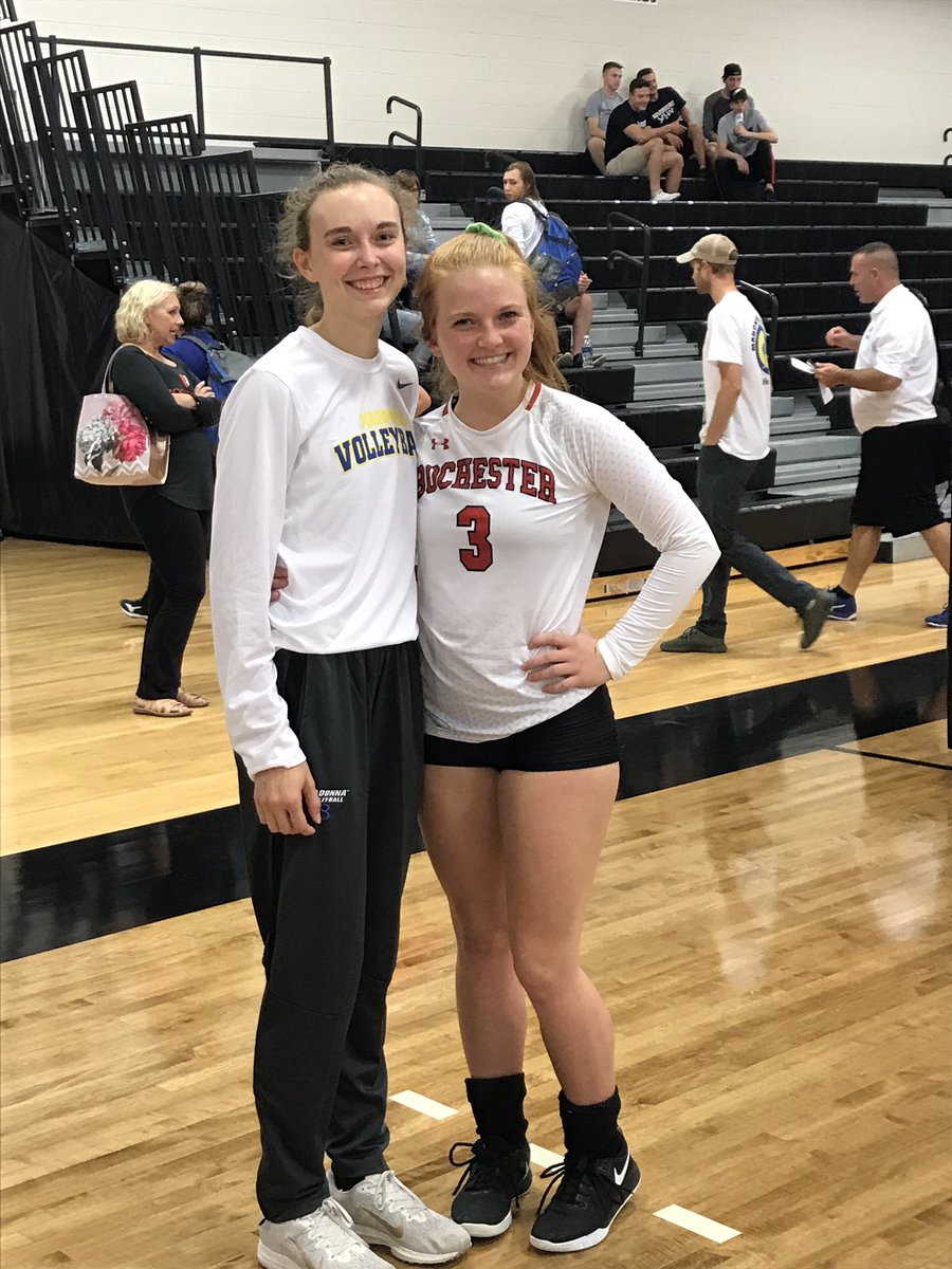 FreelandVball's tweet photo. Freeland alum @AlliShea22 and Betsy Cook played against each other tonight. It was awesome to watch them both playing and finding the joy! #FlyingFalcon https://t.co/bSYPTpjcSW