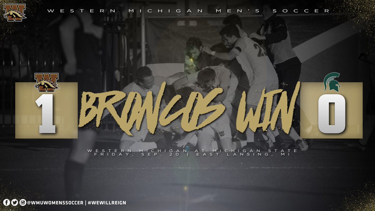 WMUMensSoccer's tweet photo. The Broncos have defeated the Spartans for the first time in 26 years!

#WeWillReign https://t.co/sTACu4Lb1f