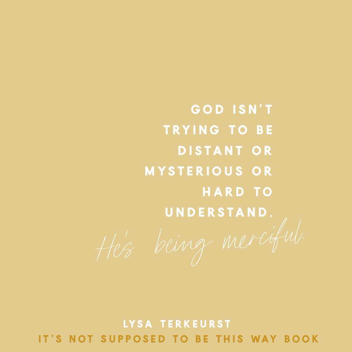 LysaTerKeurst's tweet photo. There's a reason we don’t have all the answers to our “why” questions. God isn’t trying to be distant or mysterious or hard to understand. He’s being merciful.

We don’t have to know the plan to trust there is a plan. We just have to fix our thoughts on Jesus. https://t.co/F5zR5D7bpj