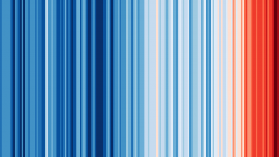 CPIConsult's tweet photo. The climate stripes illustrate the global average temperature for every year since 1850 in the form of a coloured stripe. Shades of blue represent cooler years and red, warmer years.Overall effect is a striking trend, result of human-caused climate change. https://t.co/8LUWJlYGhX https://t.co/VvK8qCTjm4