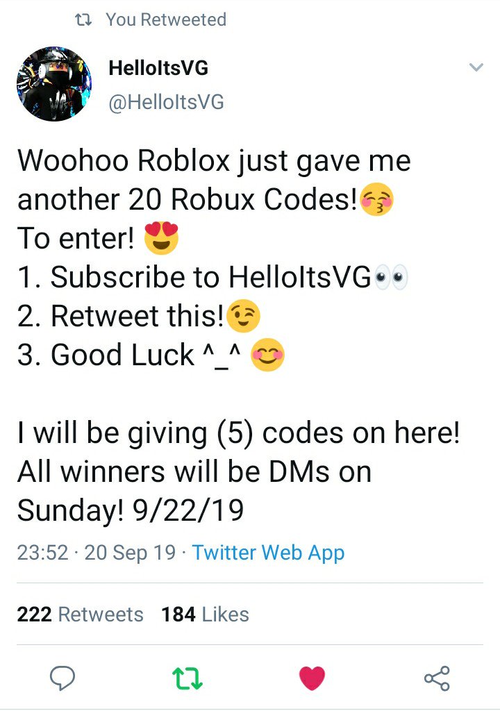 Use Code Vg On Twitter Woohoo Roblox Just Gave Me - here is the most effective robux code available for your