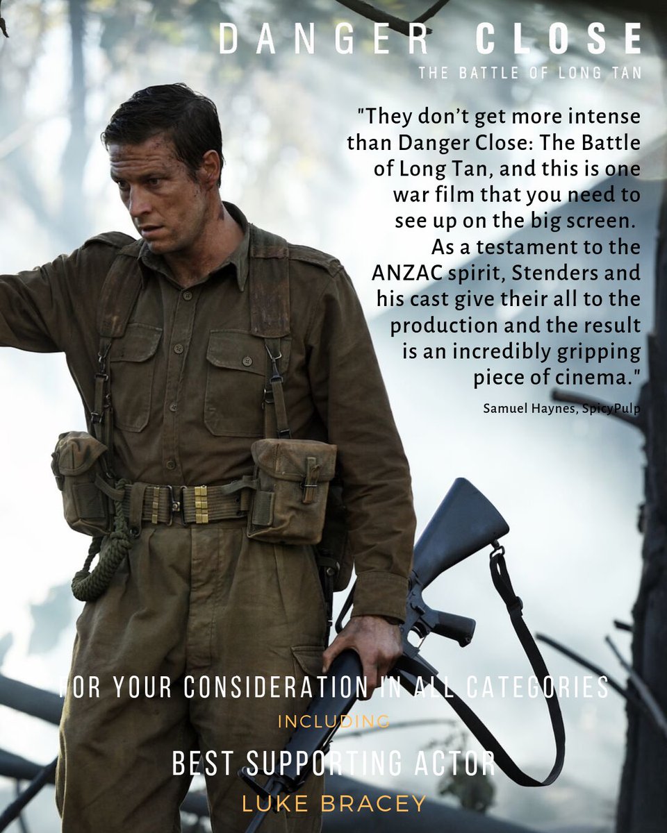 battleoflongtan's tweet photo. @lukebracey as Sergeant Bob Buick. For your consideration - 2019 Australian Academy of Cinema and Television Arts (AACTA) Awards.

AACTA Members - voting ends 30 Sep.

#AACTAs #DangerCloseMovie #AACTAAward 
#makeitinaustralia

@AACTA @ScreenAustralia @Screen_QLD @gcfilmfestival https://t.co/GuEyt77IFt
