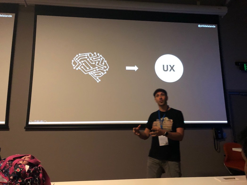 My buddy <a href="/phildelalande/">Phil Delalande</a> talking about human-centered design and usability at #DDDSydney!