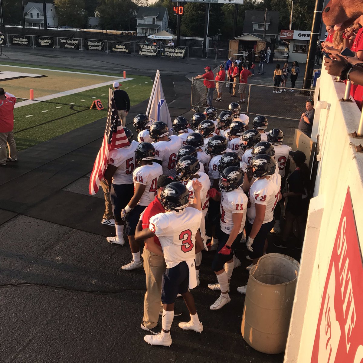 FitchSpiritClub's tweet photo. Admirable effort tonight by @Fitch_Football. The guys never stopped fighting and have nothing to hang their heads about!! Also, way to show out tonight Falcon Nation!! Let’s keep it going into our 4 game homestand starting next Friday!! ❤️🏈💙 #ForCoachA #FitchFootball https://t.co/byDUJBXz37