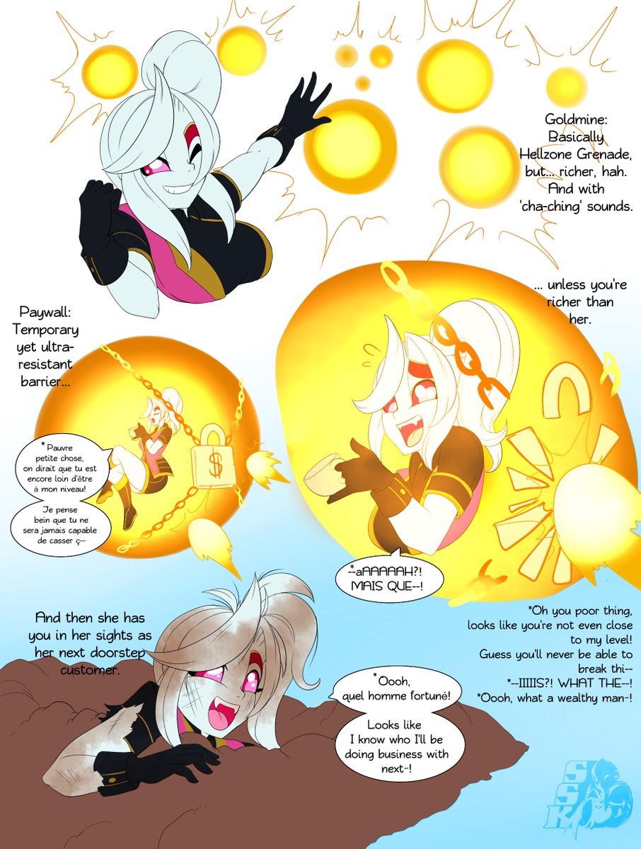 Okay... ONE MORE Neo Tuffle, just one more!
Meet Bacuri, an ecstatic, sassy and annoyingly optimistic and aggressive saleslady who fights with sales and is power boosted based on her sole proprietor revenue. Heavily based on FE's Anna. xD
Thanks to @Spinecone_ for the French!