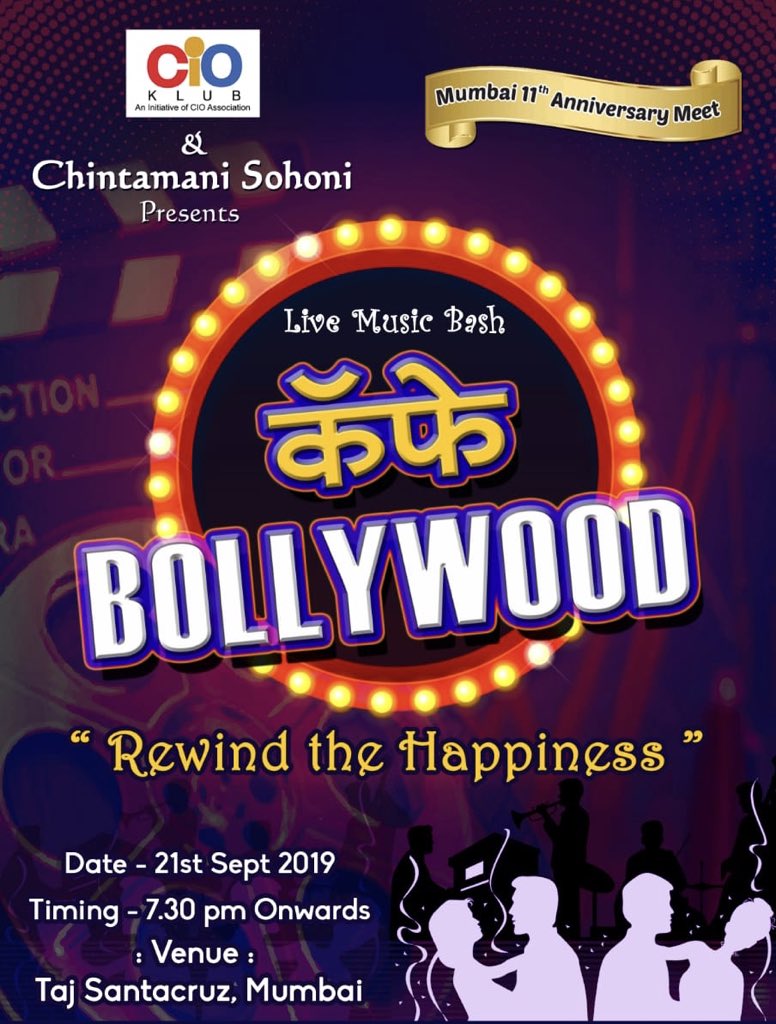 #CIOKlub #Mumbai11thAnniversary meet. Get ready to rock &amp; roll with #Bollywood numbers &amp; #Rewind the #Happiness
@cioklub1 <a href="/mmgrpg/">Man Mohan Goyal</a> <a href="/Umesh_Mehta/">Umesh Mehta</a> <a href="/NJayantha/">Jayantha Prabhu</a> <a href="/tim76in/">Timothy Jayasingh</a> <a href="/ashokjade/">Ashok Jade</a> <a href="/PERTISTH/">Pertisth Mankotia</a> <a href="/basant_c/">Basant Chaturvedi</a> <a href="/krcmurty/">KRC Murty</a> <a href="/KKChaudhary8/">KK Chaudhary</a> <a href="/GK_vCIO/">Girish Kulkarni</a> <a href="/ashishmathur28/">Ashish Mathur</a> <a href="/ShahTejasB/">Tejas Shah</a> <a href="/subhashpunjabi/">subhash Singh Punjabi</a>