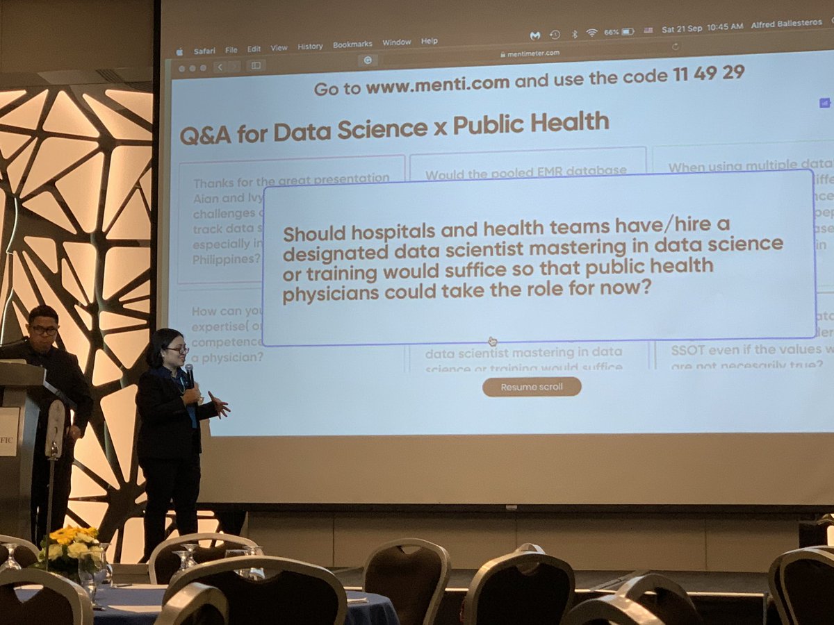 jacePHursuits's tweet photo. So what are your thoughts? #PHcon2019 #DataScience #PublicHealth 
-Q&amp;A of Health Data Science Parallel Session by .@101HealthRsrch https://t.co/xpSWJ1WsAN