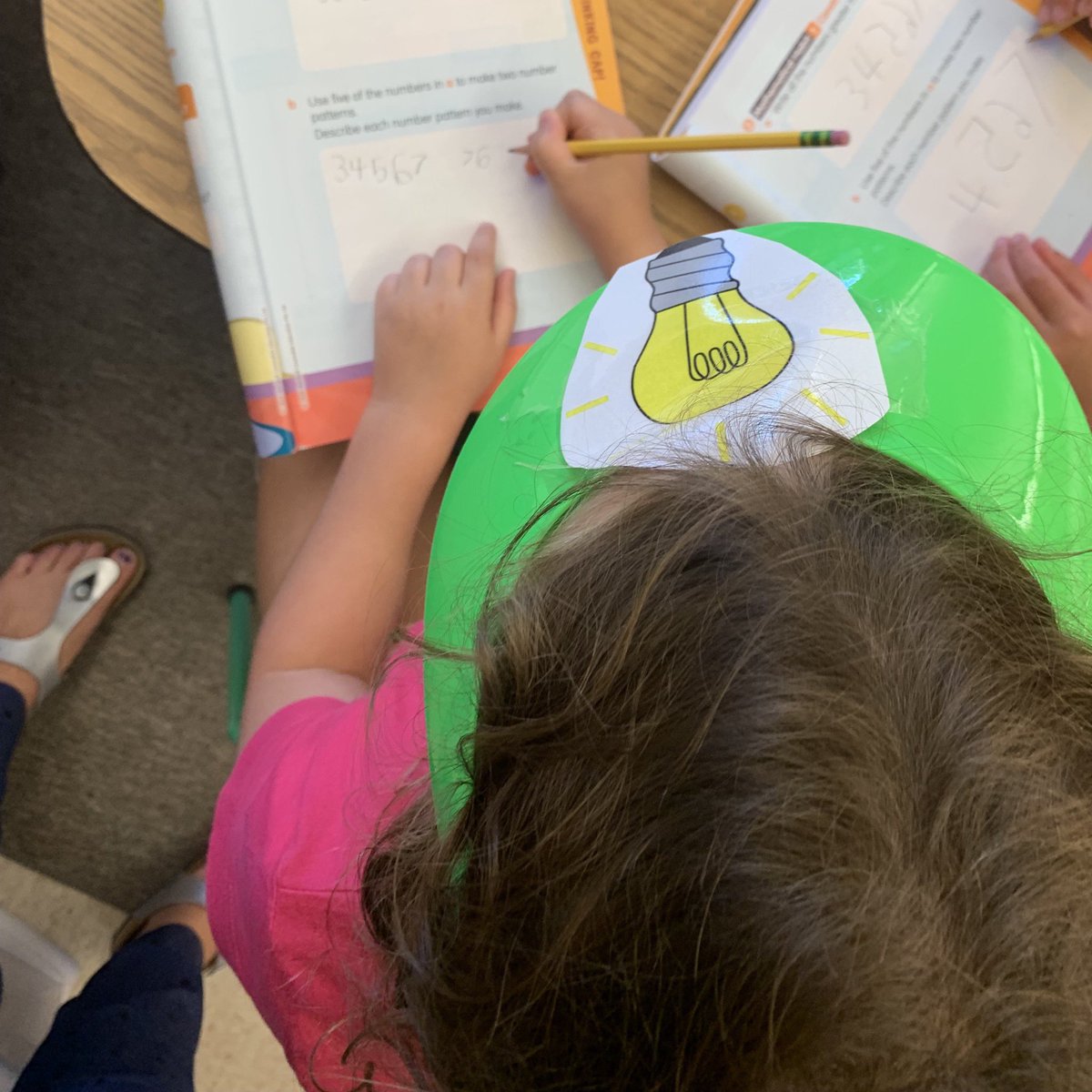 First graders loved putting on their own “thinking caps” while solving <a href="/MIF4Educators/">Math in Focus</a> Thinking Cap problems. #gogaymanmustangs