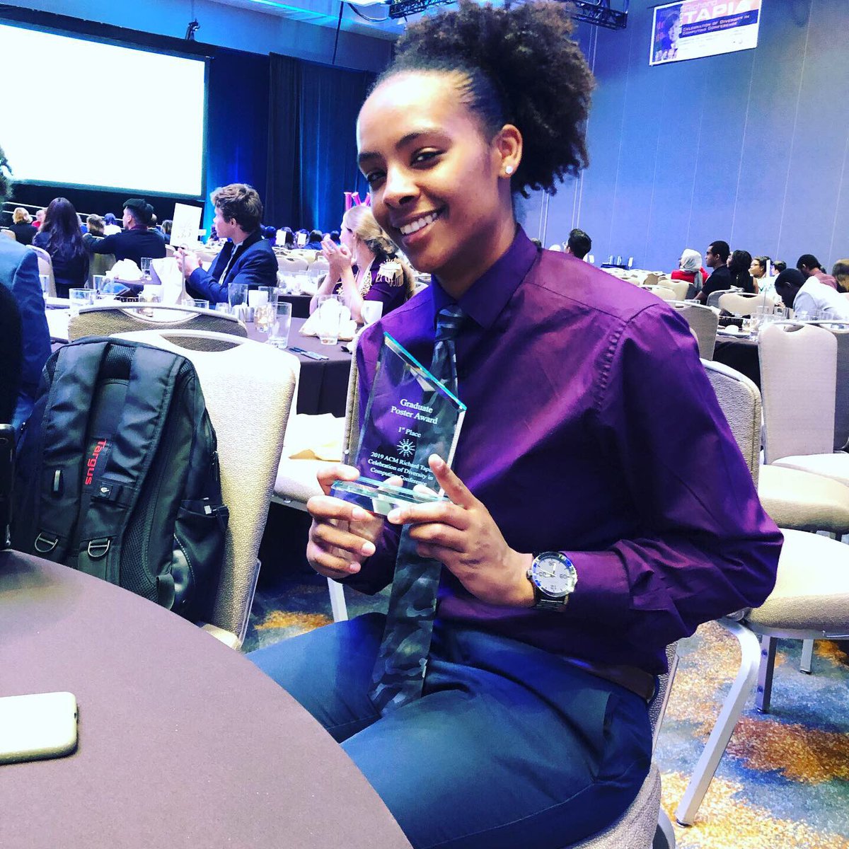 DrCoreyBaker's tweet photo. Congratulations to my PhD student, Xava Grooms, for winning 1st place in the ACM Tapia Conference and earning a $1k award! “Proud advisor moment 😢” #NetReconLab #Tapia2019 https://t.co/9KUOAnuZTC