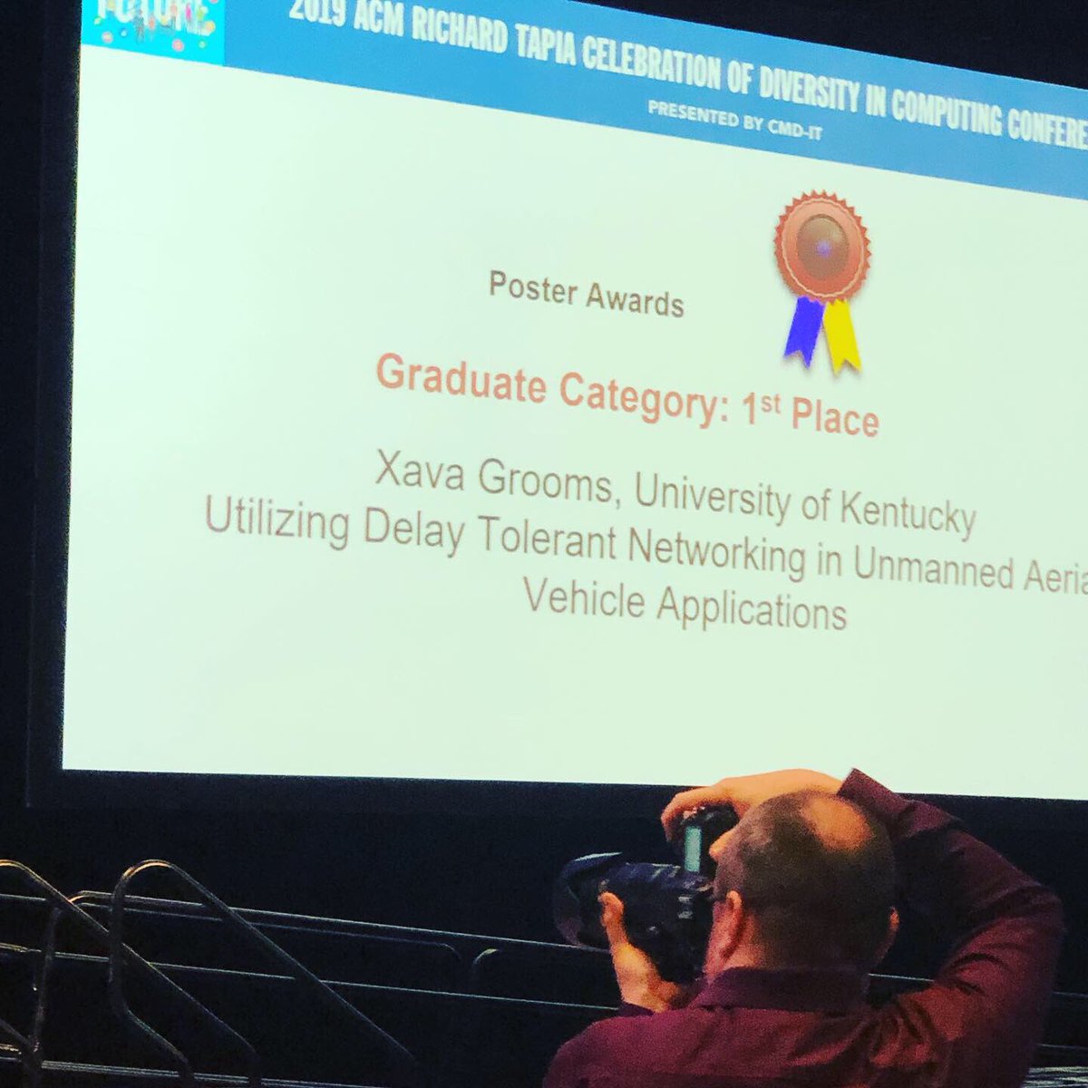 Congratulations to my PhD student, Xava Grooms, for winning 1st place in the ACM Tapia Conference and earning a $1k award! “Proud advisor moment 😢” #NetReconLab #Tapia2019