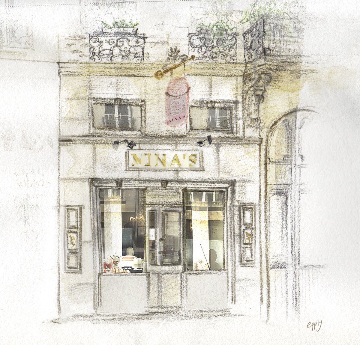 jijiandkati's tweet image. 4) 네 번째 상점은 ‘니나스’ (Nina’s, Paris)로 오페라 극장에서 그리 멀지 않은 곳에 있었어요. 대표 홍차를 간판으로 사용했고 전체적으로 밝고 화사한 분위기며 내부는 작은 편이었지만 깔끔한 화이트톤을 바탕으로 앙투아네트에게 영향을 받은 듯한 우아하고 장식적인 인테리어가 인상적이었어요.