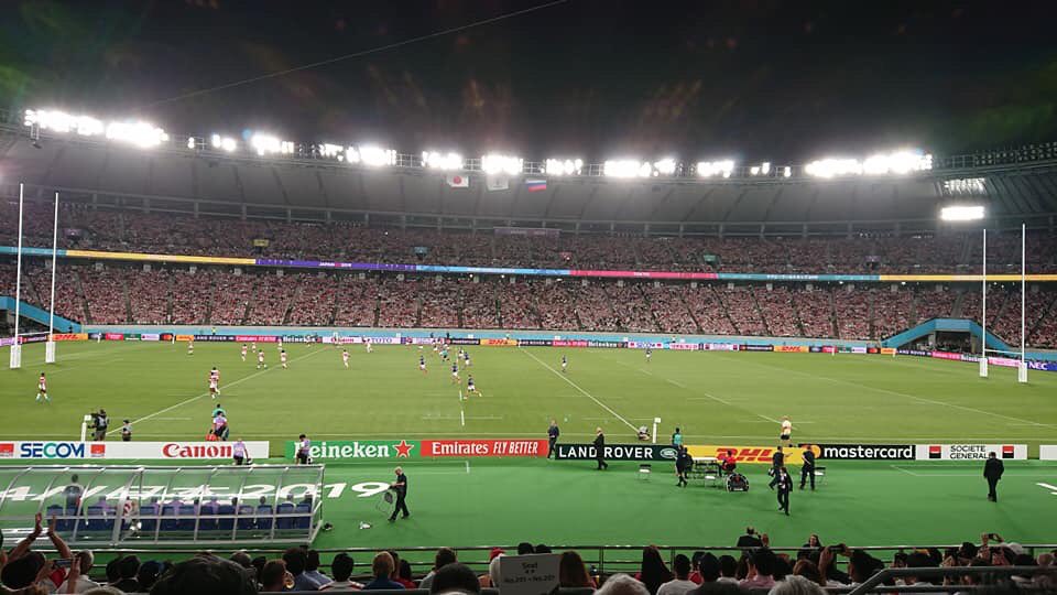 KatsunobuKato1's tweet photo. ワールドカップラグビーの初戦、日本はロシアに勝利。初めてのラグビー観戦に興奮しました。 https://t.co/Ke8DbE0tyH