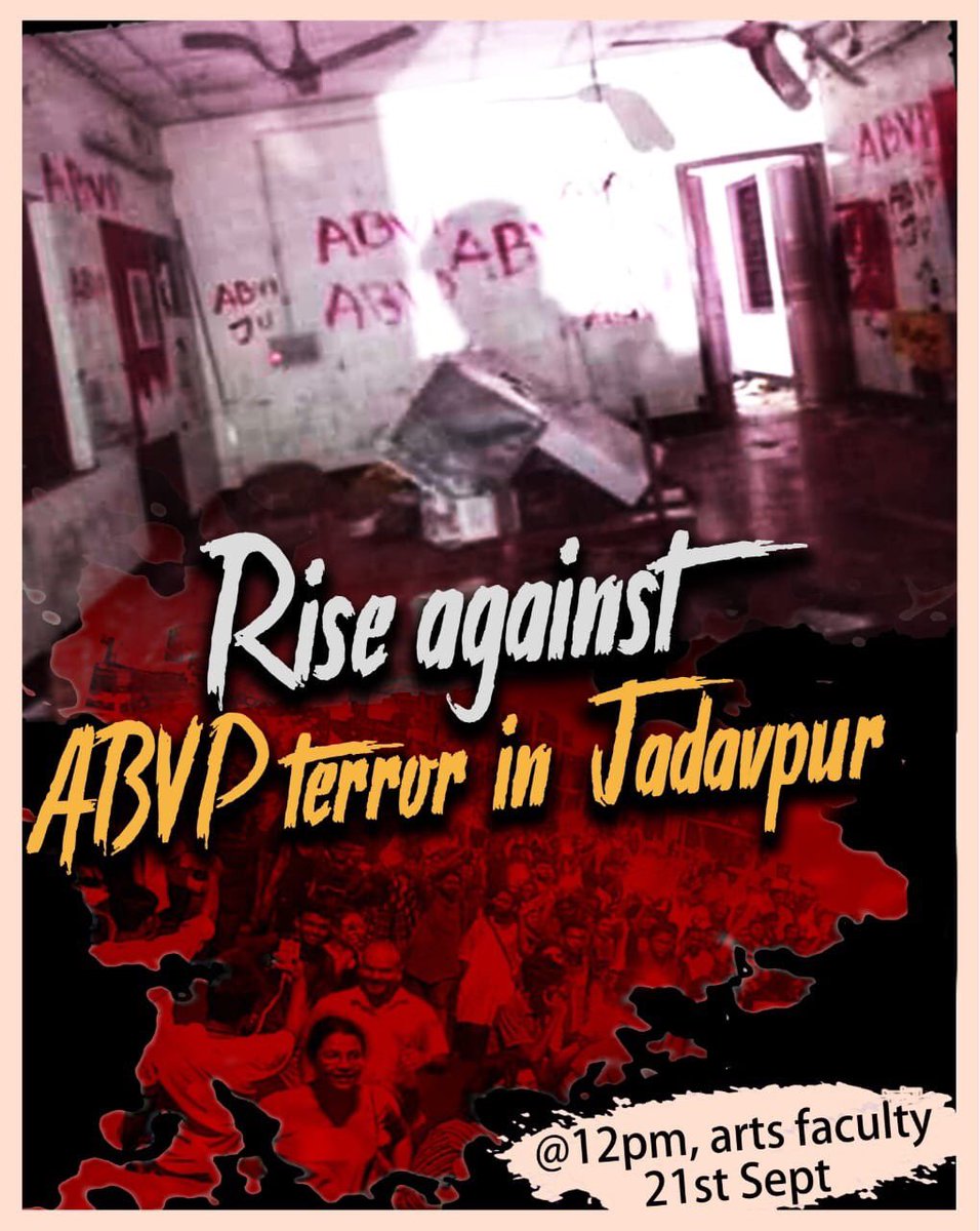 Arjun_Mehar's tweet photo. Rise against ABVP terror in Jadavpur University..!

Today at 12pm, Faculty of Arts, DU.

#StandWithJU
#DUStandWithJU https://t.co/sMzSEthjaY
