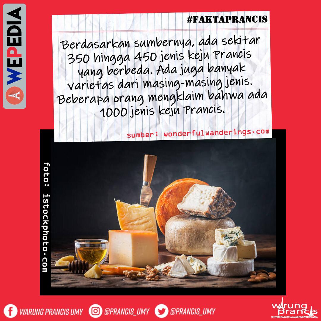 Bonjour!
Udah tau belum gaes?
Ternyata keju Prancis banyak banget lo jenisnya 🧀🧀
Nih WePedia minggu ini menyuguhkan informasi terkait dengan keju ☺️
