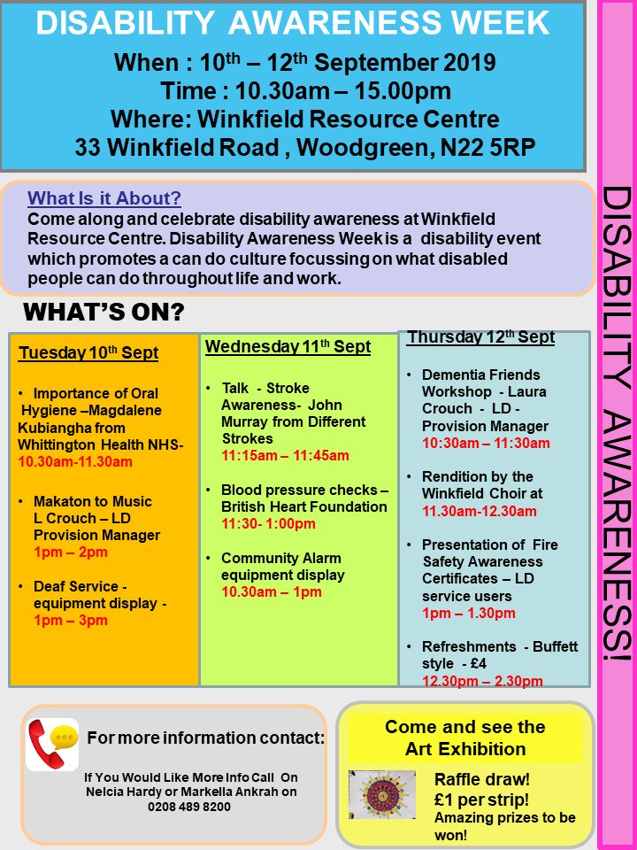 Come on down the Winkfeild resource Centre this week for #disabilityawarenessweek and take part in activities