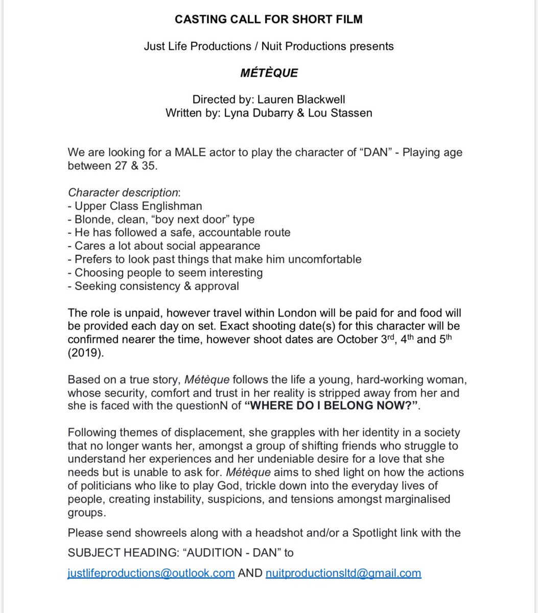 JustLifeProd's tweet photo. CASTING CALL. MALE ACTOR NEEDED 🎥 #castingcall #SupportIndieFilm #actorneeded #actors https://t.co/LWUmG20KBe