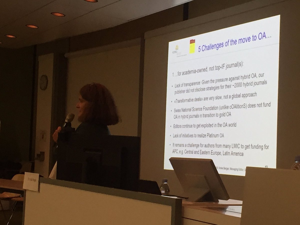 wisealic's tweet photo. Dr Anke Berger: her society could benefit from a faster, global approach to transformative agreements; transparency from larger publishing partners about their strategies to transition their own hybrid titles to #OA; Swiss NSF funding for transition in alignment to Plan_S #BSPF1 https://t.co/i04dxvIPl7