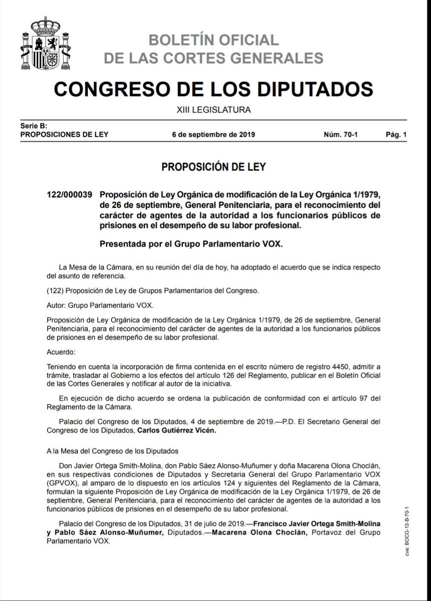 TenienteBluebe2's tweet photo. GRACIAS @vox_es por PRESENTAR LA PRPOSICION DE LEY para que #funcionariosdeprisiones seamos CONSIDERADOS AUTORIDAD y puerta abierta a ESTATUTO PROPIO
@PSOE 
@populares 
@ahorapodemos 
@CiudadanosCs 
@pnvijay 
@esquerra
@CC_SBT 
@RevillaMiguelA 
AQUÍ SE VA A VER QUIEN NOS APOYA https://t.co/5SRdVNkoV2