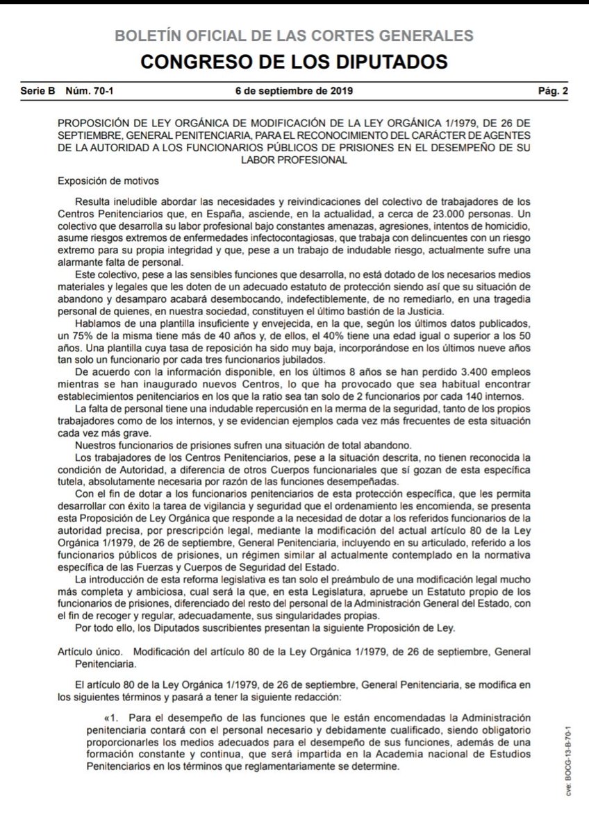 TenienteBluebe2's tweet photo. GRACIAS @vox_es por PRESENTAR LA PRPOSICION DE LEY para que #funcionariosdeprisiones seamos CONSIDERADOS AUTORIDAD y puerta abierta a ESTATUTO PROPIO
@PSOE 
@populares 
@ahorapodemos 
@CiudadanosCs 
@pnvijay 
@esquerra
@CC_SBT 
@RevillaMiguelA 
AQUÍ SE VA A VER QUIEN NOS APOYA https://t.co/5SRdVNkoV2