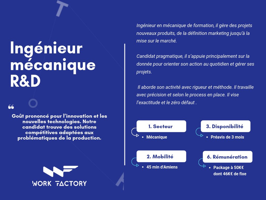 Work Factory (@workfactory1) on Twitter photo Aujourd'hui nous vous recommandons de découvrir et de rencontrer le profil ci-dessous 👇🏻
👉🏻 Demandez à découvrir l’intégralité de son profil en nous contactant par e-mail : industrie@work-factory.com
#Recrutement #industrie #ingenieur #Picardie Aujourd'hui nous vous recommandons de découvrir et de rencontrer le profil ci-dessous 👇🏻
👉🏻 Demandez à découvrir l’intégralité de son profil en nous contactant par e-mail : industrie@work-factory.com
#Recrutement #industrie #ingenieur #Picardie