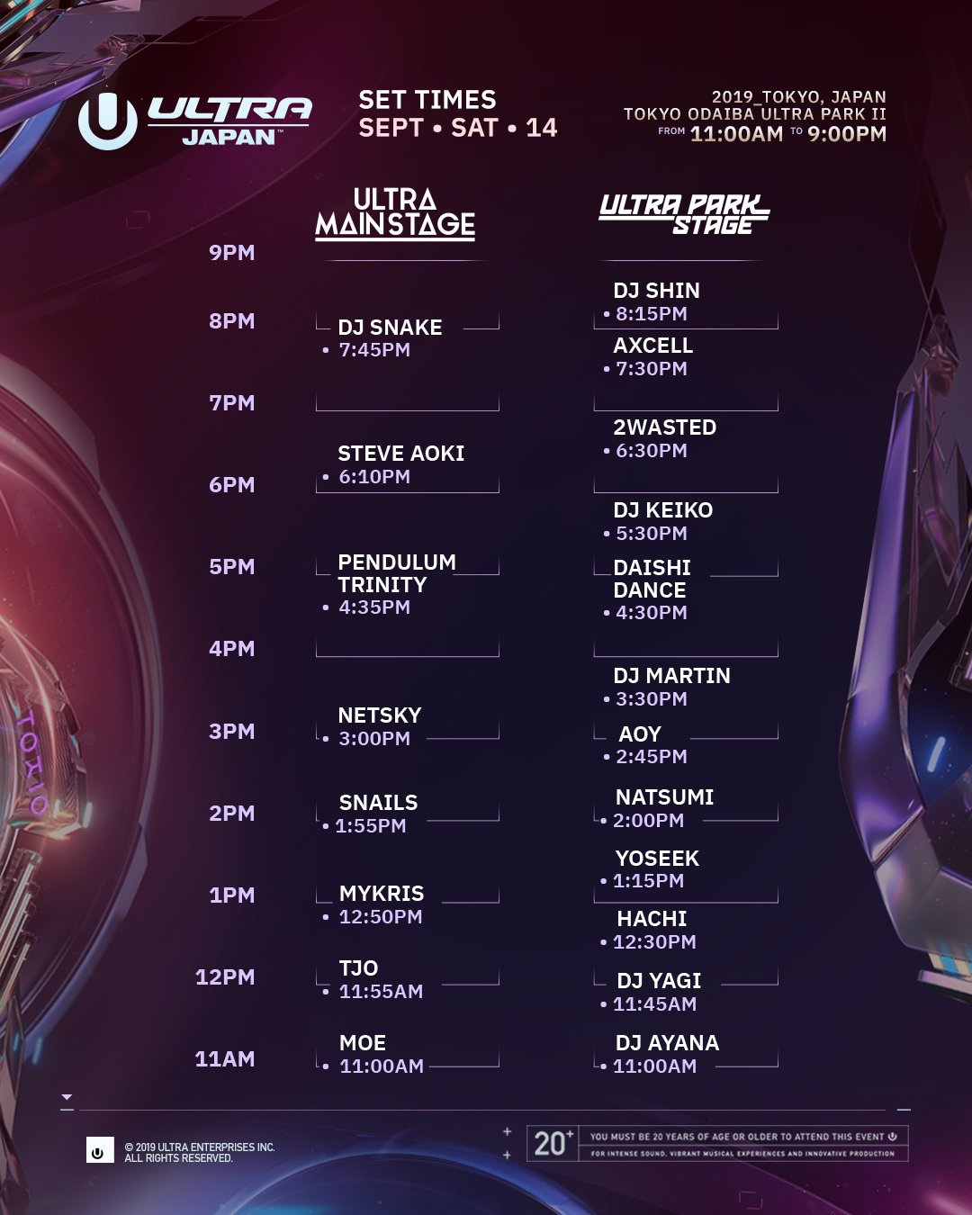 Ultra Japan schedule