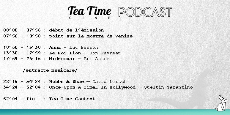 teatimecine's tweet photo. Il est là : le podcast de la rentrée, le premier de cette saison de #teatimeciné, disponible désormais sur Soundcloud ! 😏

— https://t.co/nKSgnkWVUO

#anna #leroilion #midsommar #hobbsandshaw #onceuponatimeinhollywood https://t.co/ICCtMtSQhi