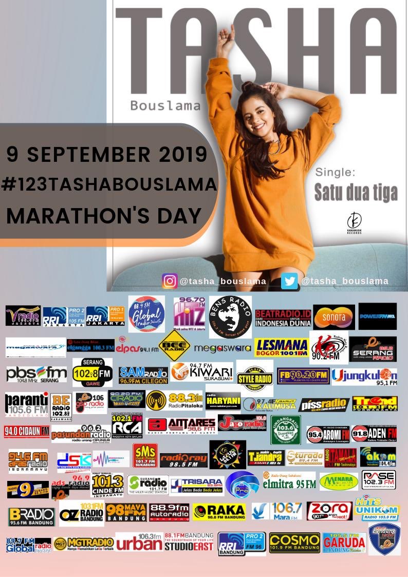#TashaMarathonDay is Begin! 💖

Day 1 : Jakarta + Bogor, Bandung, Banten &amp; Jawa Barat

Yeaayy so excited.. jangan lupa dengerin &amp; request di radio2 kesayangan kamu ya ❤

#TashaBouslama #Exclusive #TashaSatuDuaTiga #123TashaBouslama