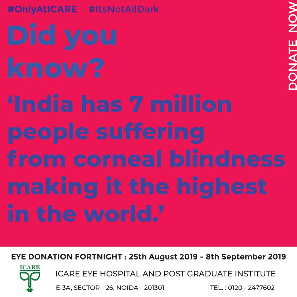 icarehospital's tweet photo. Make someone’s future bright, donate your sight
Understand how eye donation works, please fill the form. We will contact you and explain how.
https://t.co/gzRIM1yy3T
#noida #noidagram #eye #organdonation #eyepledge #eyedonation #onlyaticare https://t.co/tQZlCACS1c