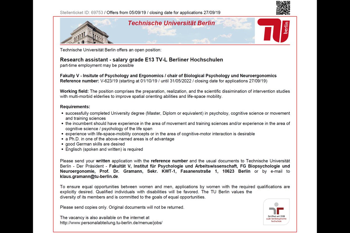 Klaus Gramann @MobileBrainImaging@mastodon.top (@klausgramann) on Twitter photo Please submit a motivation letter, CV and certificates to klaus.gramann@tu-berlin.de Please submit a motivation letter, CV and certificates to klaus.gramann@tu-berlin.de