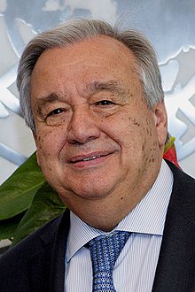 19) António Guterres assumed the position of Secretary General in 2017. He was the Prime Minister of Portugal from 1995 to 2002. He was Secretary General of the Socialist Party from 1992 to 2002. From 2005 to 2015, he was the UN High Commissioner for Refugees from 2005 to 2015.