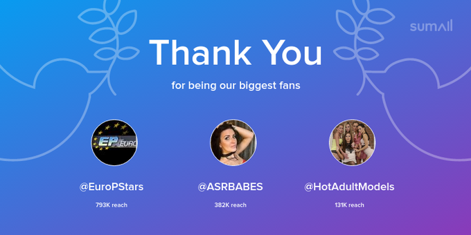 Our biggest fans this week: EuroPStars, ASRBABES, HotAdultModels. Thank you! via https://t.co/Lnrg9rGJvt