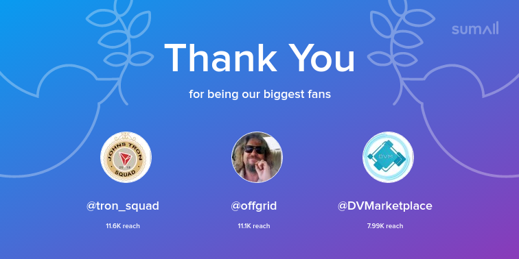 theTERCium's tweet photo. Our biggest fans this week: tron_squad, offgrid, DVMarketplace. Thank you! via https://t.co/aZNXTH95Ye https://t.co/UU1pL8dDRT