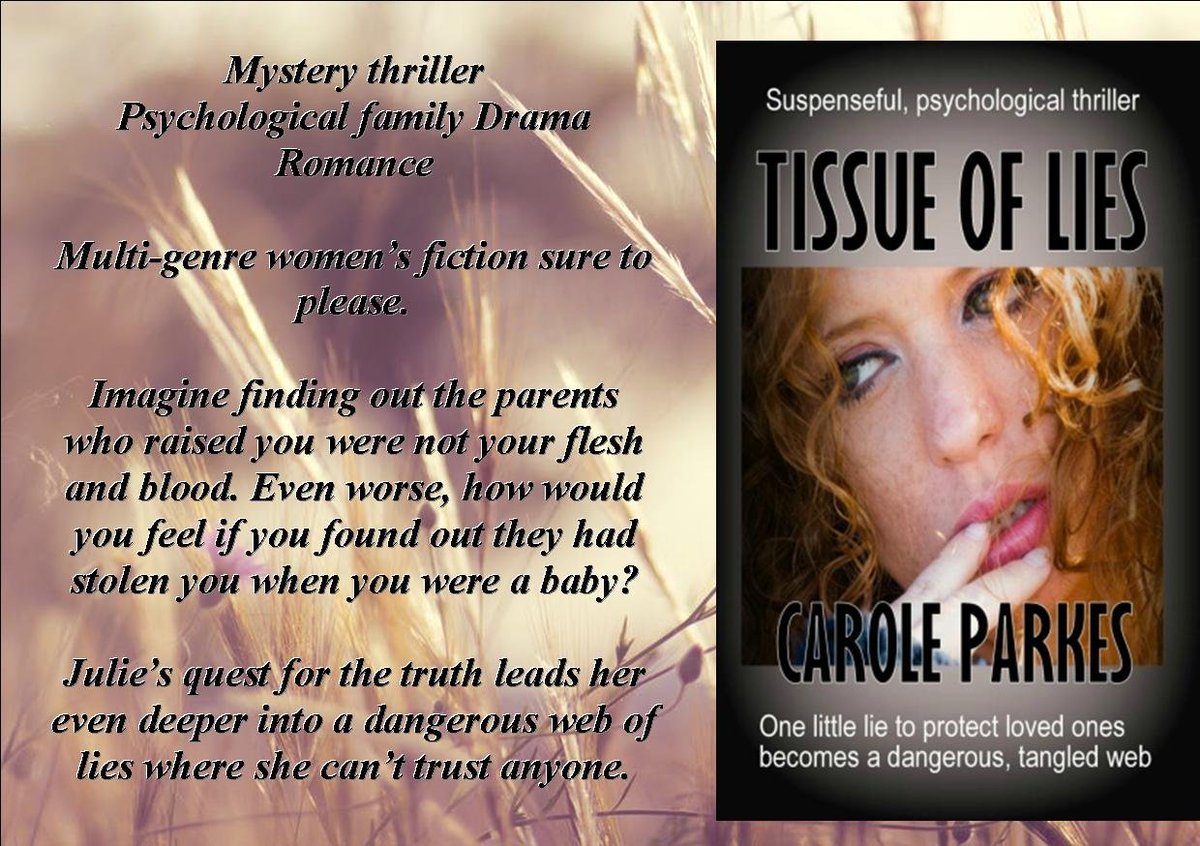harmony_kent's tweet photo. RT @CaroleParkes1: DON'T MISS THIS GRIPPING PSYCHOLOGICAL MYSTERY.
It will tease and thrill right to the very last page.
myBook.toTOL
#PsychologicalThriller #FamilyDrama FREE ON #KindleUnlimited #ReviewerRecommended #5starSuspense #MYSTERY #PageTurner
… https://t.co/VUwicOJCdP