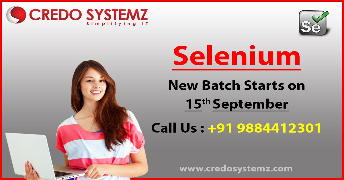 CInfantroshow's tweet photo. Credo Systemz provides #Seleniumtraining in Chennai. We also provide Selenium corporate training to freshers and also providing the best online training. 

Checkout: https://t.co/1yrZhWcmJg

To  Register +91-9884412301/9600112302

#Selenium #CredoSystemz https://t.co/6Wot2HuKhp