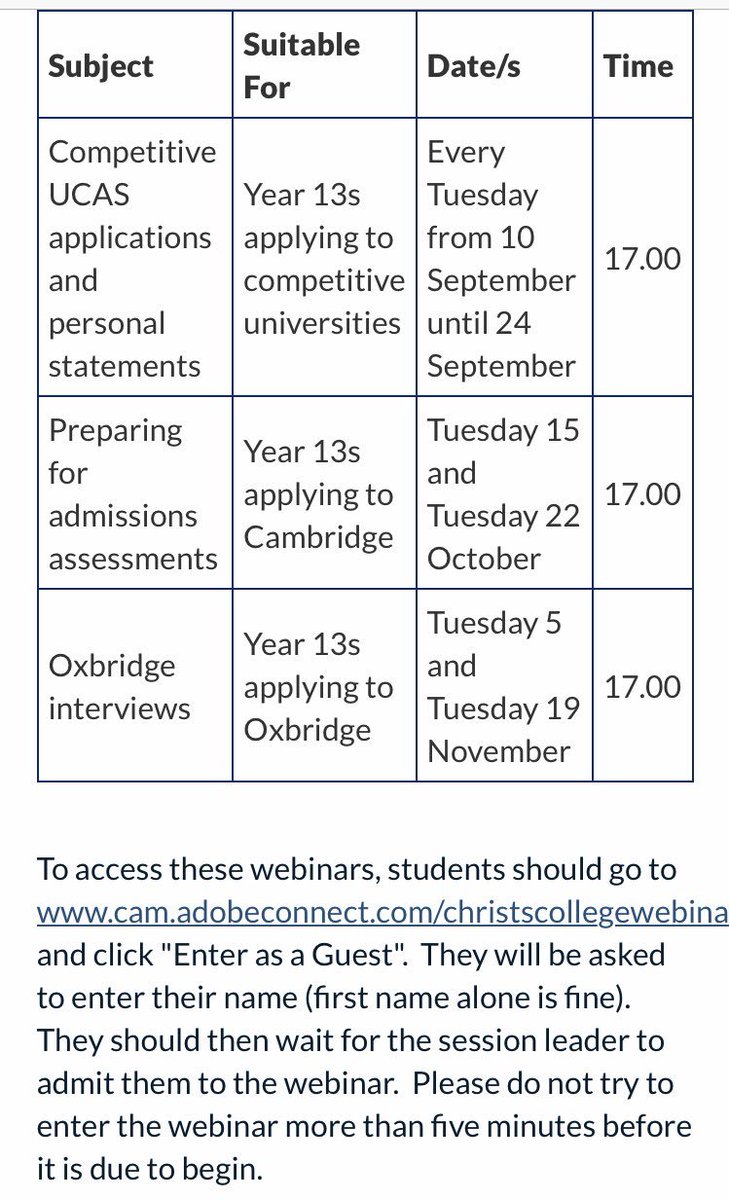HSFCEarlyApps's tweet image. @HerefordSFC second years..! cam.adobeconnect.com/christscollege… @ChristsAccess webinar TOMORROW! #Personalstatements #UCAS #EarlyApps #Reach