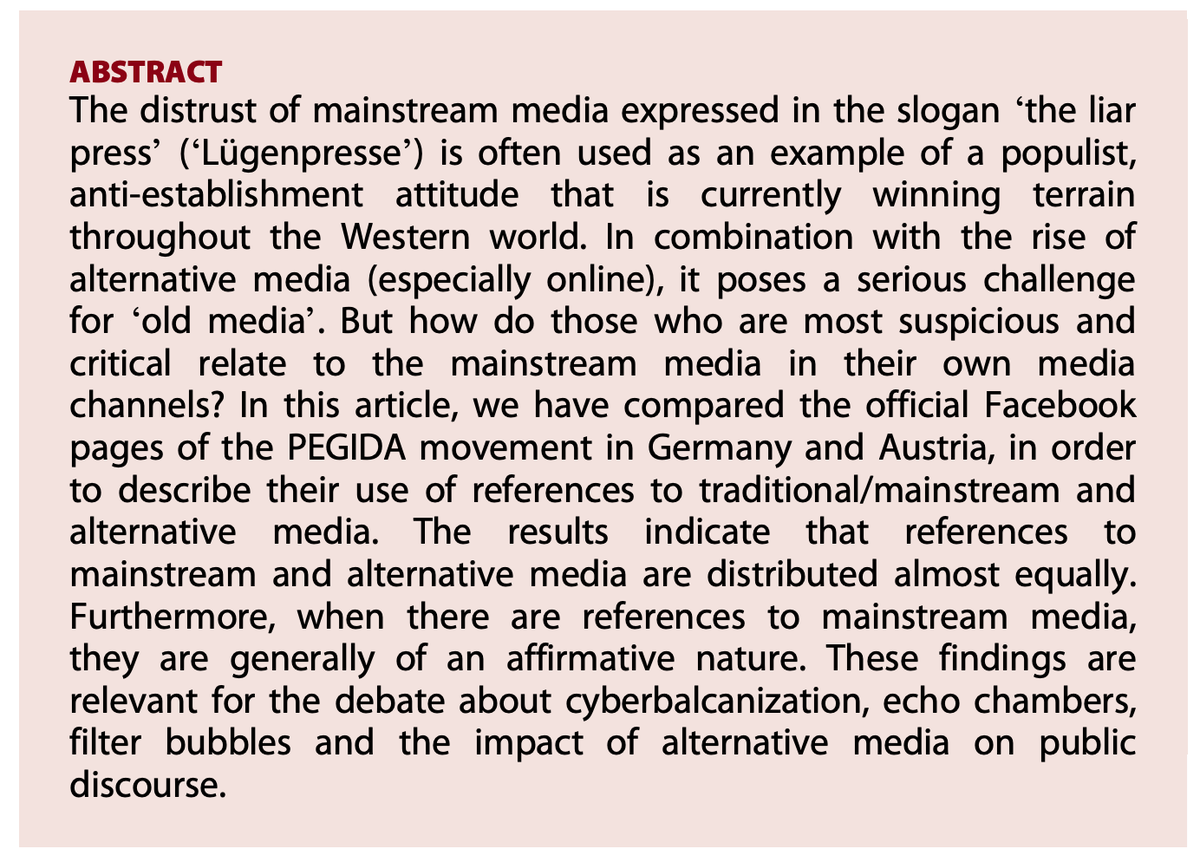 icsjournal's tweet photo. The new issue opens with @andrehaller and @KristofferHolt's 'Paradoxical populism: how PEGIDA relates to mainstream and alternative media' https://t.co/SbArqoCtW1 #mediadistrust #filterbubbles https://t.co/cG9D1GDl4C