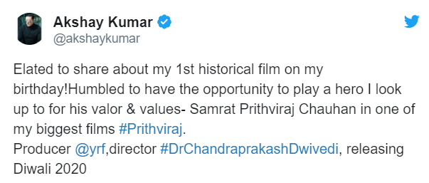 @akshaykumar turns 52 today. The actor announced the historical drama Prithviraj, based on the life of Samrat Prithviraj Chauhan, one of the bravest rulers of Chahamana Dynasty.
.
.
#akshaykumar #khiladi #bollywood #prithviraj #prithvirajchauhan #emperor