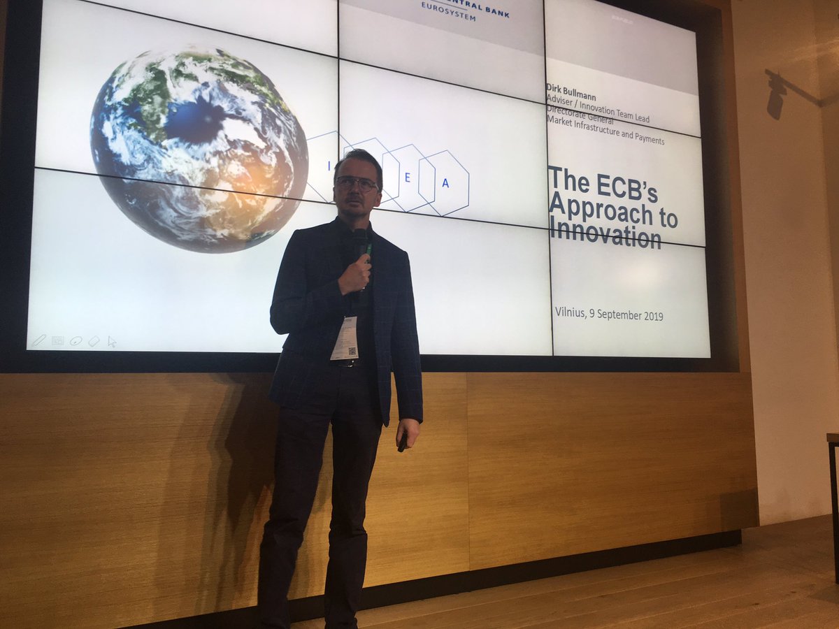 KaterinaGovina's tweet photo. Dirk Bullman (ECB) opening remarks during Bank of Lithuania organized #LBChain event:
“When the wind of change blows, some people build walls, others build windmills” (Chinese proverb).
Great to be among those building windmills!
#Fintech #Blockchain  @Lietuvosbankas https://t.co/kYbk8X4ySJ