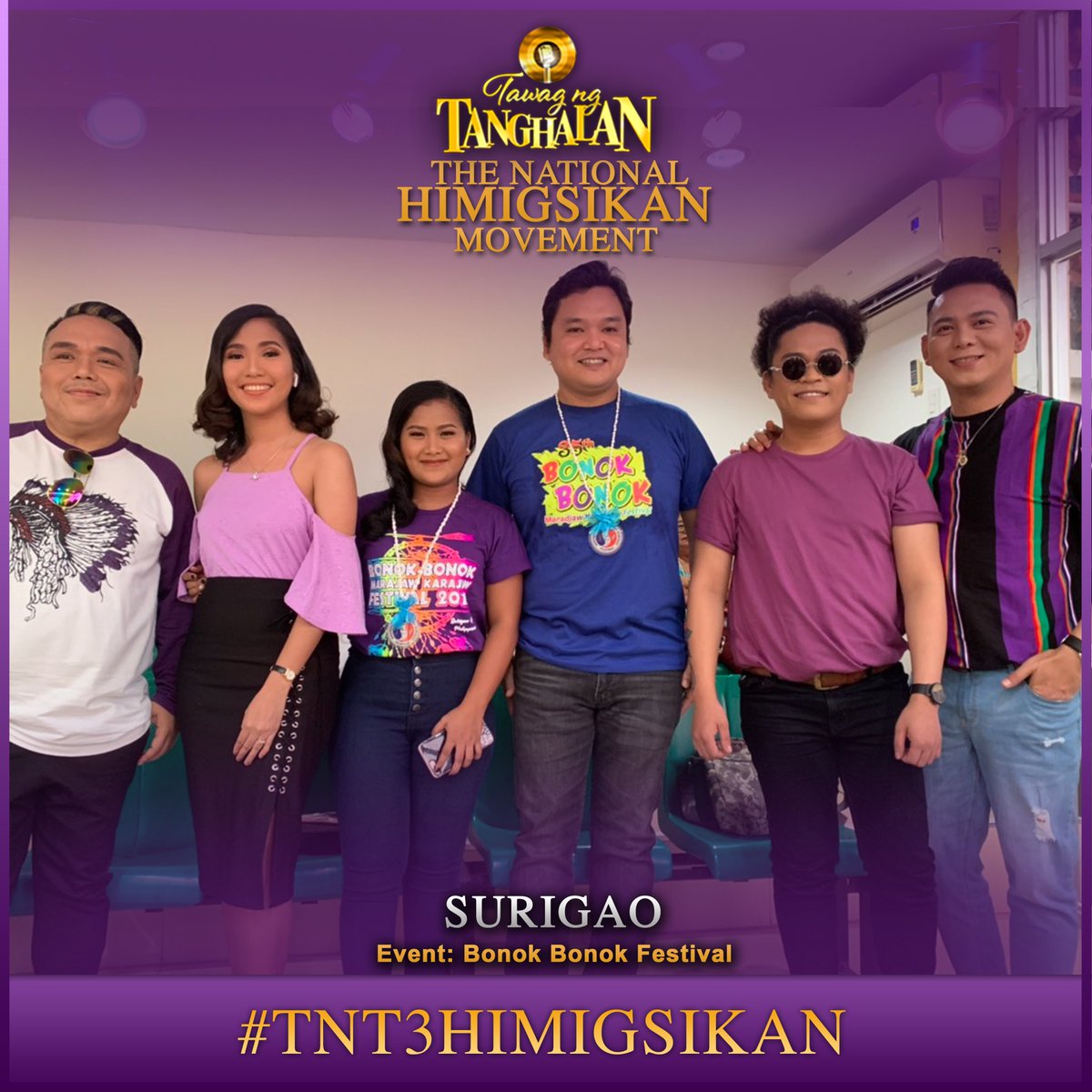 TNTABSCBN's tweet photo. Maraming Salamat sa pangmalakasang pagtanggap mga Madlang People sa Surigao sa #TNT3Himgsikan ng TNT Grand Finalists! Happy Bonok Bonok Fiesta sa inyong lahat! https://t.co/ByTtU1MQdS