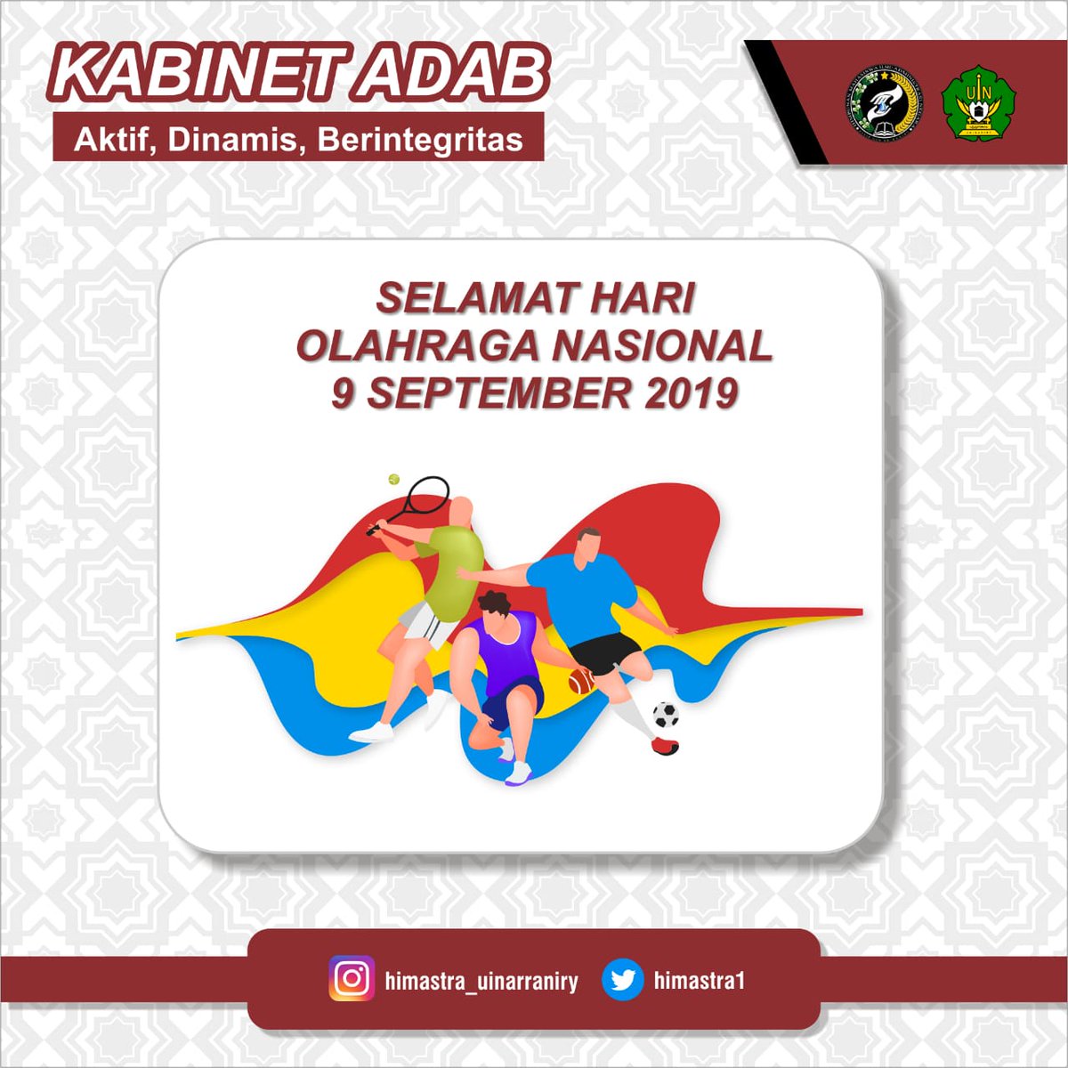Himastra1's tweet photo. Selamat Hari Olahraga Nasional 09 September 2019. 
(HAORNAS) https://t.co/DiLvcs6fF8