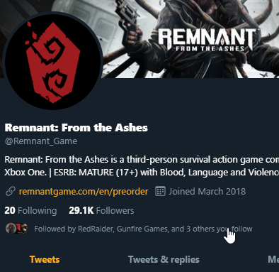 gamon's tweet photo. @gunfire_games Remnant: From The Ashes is an awesome game Gunfire! Me and my friend are having a blast. Great that it's released. If @Remnant_Game is an official twitter account then PR should be informed too and adjust the link to 'buy'! 😜 https://t.co/C34rOewlUp