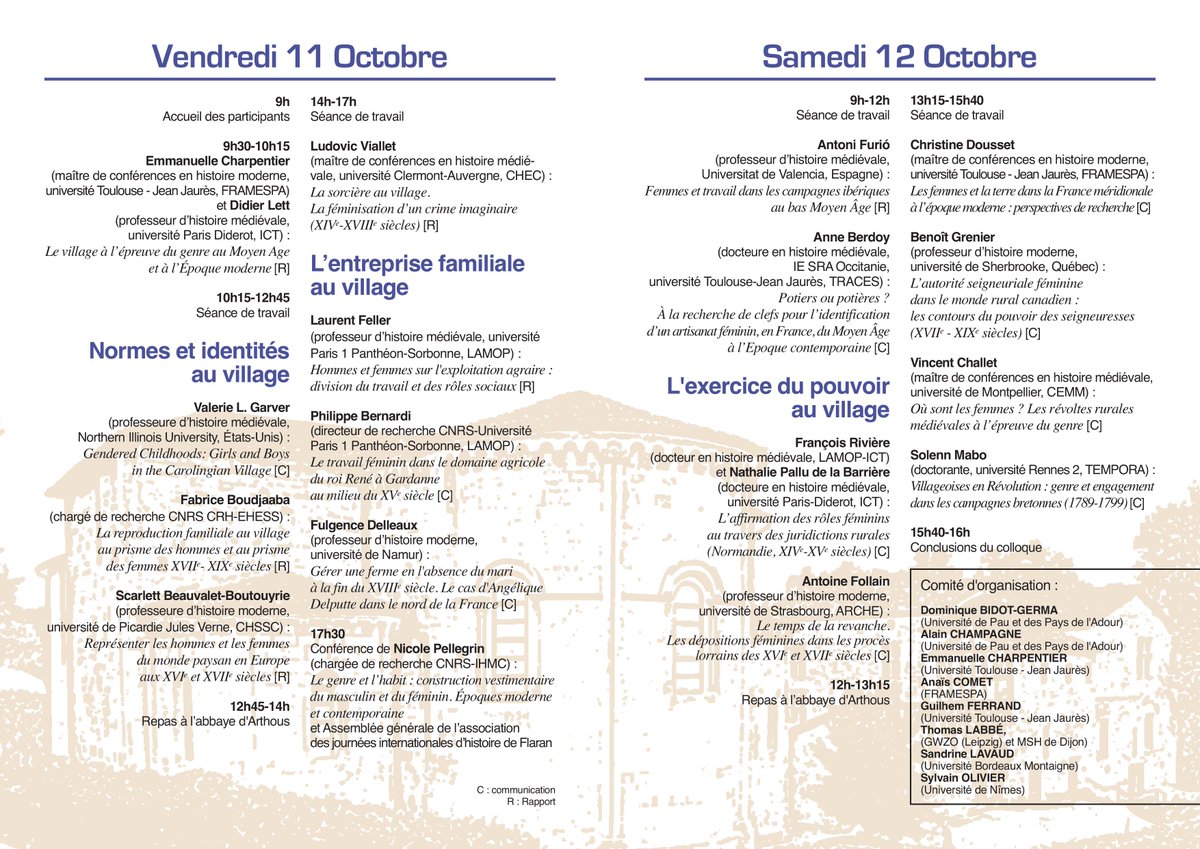 AphgAquitaine's tweet photo. Journées internationales d'#histoire de Flaran 2019 -
11-12/10/2019 - Abbaye d'#Arthous (#Hastingues, #Landes)
"Le village à l'épreuve du #genre dans l'Occident #médiéval et #moderne" 
Organisées par Emmanuelle Charpentier @UTJeanJaures et de Didier Lett @ParisDiderot https://t.co/zBAy1tdJ19