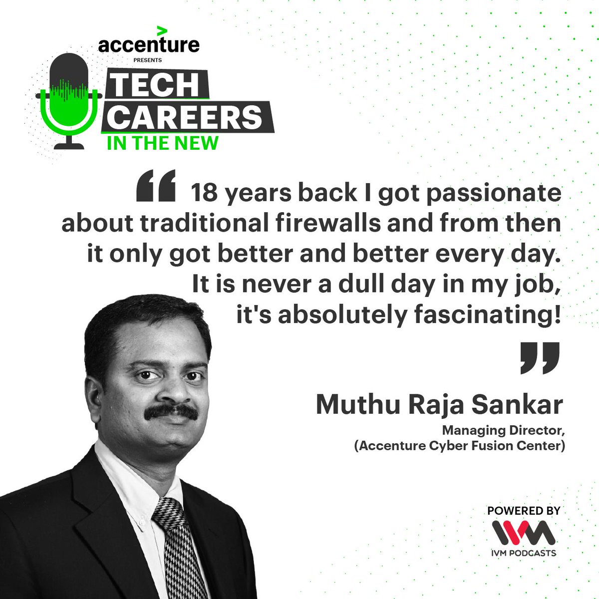 IVMPodcasts's tweet photo. Have you heard the episode of #TechCareersInTheNew on #CyberSecurity yet?
Catch the latest episode where Muthu Raja Sankar, Managing Director, Cyber Fusion Center at
@Accenture talk about his 18 years of experience & how he loves doing what he does.
@AccentureIndia #Accenture https://t.co/gqN8sTi7qi