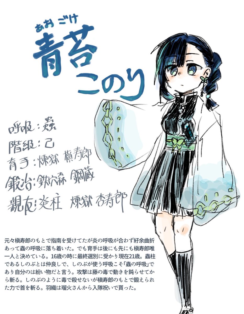 きのきなこ 前にやった診断を元に鬼滅のオリキャラ描いた T Co Yzgpezivwl