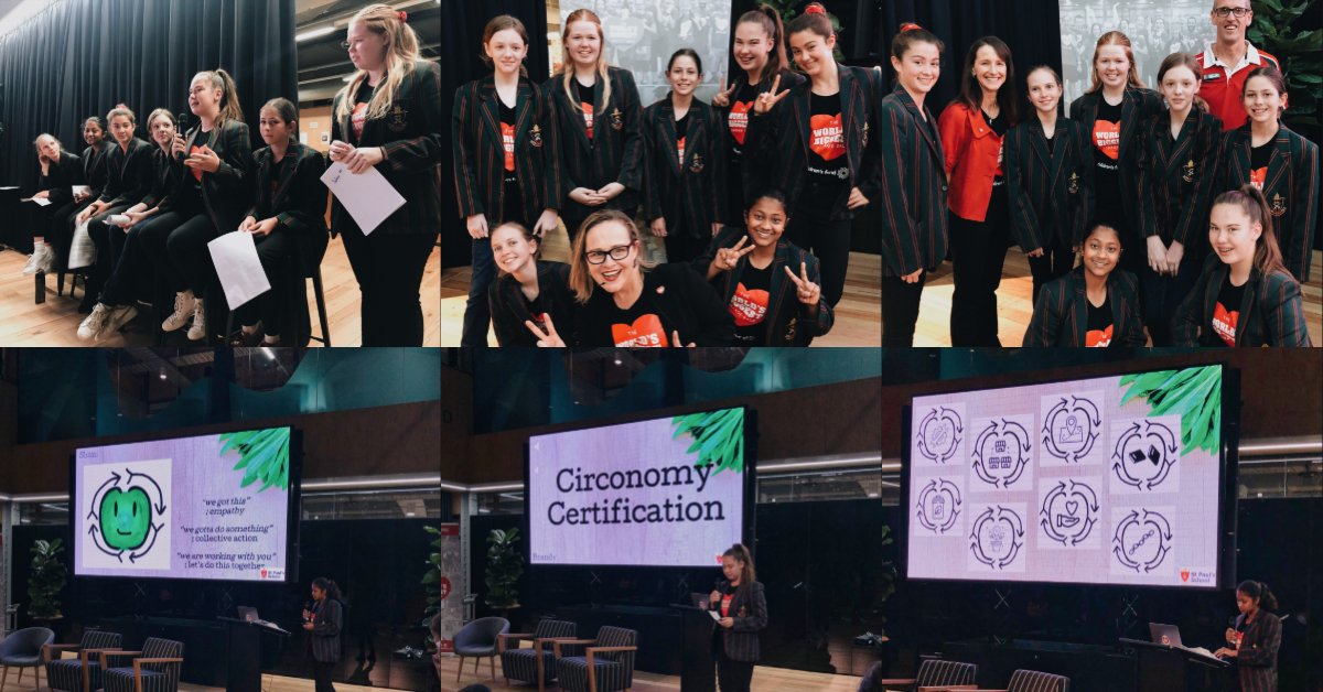 circonomyau's tweet photo. Design Led Ventures @thinkCIE stole the show at CEF Sept. These young women presented us with a vision of growth for WBGS with the #Circonomy Certification. A holistic approach to circular economy certification which takes into account every aspect of a businesses operations ♻️🍏 https://t.co/Av6T9Oppje