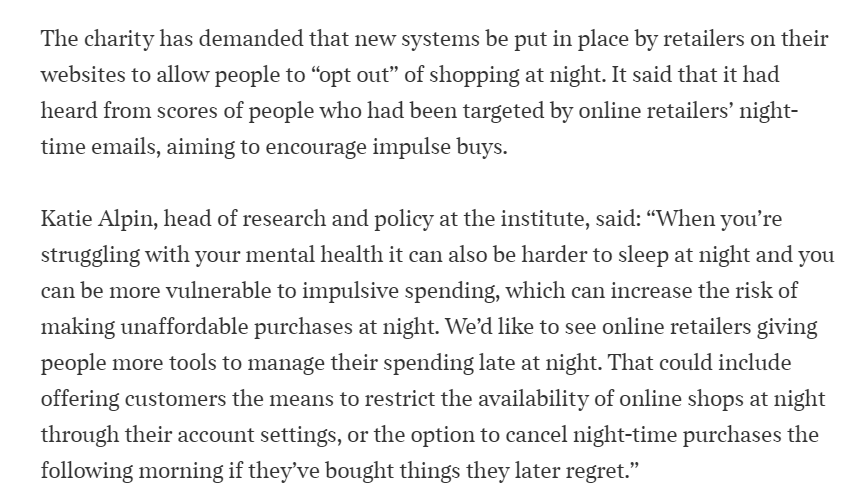 mmhpi's tweet photo. Great to see @davidbyers26 citing our research to highlight the difficulties that people with #mentalhealth problems can experience when it comes to late night shopping - &amp; the tools that could help - in @thetimes today. Read the full article here → https://t.co/OQb4PfGEUD https://t.co/dt2Vi2DR7E