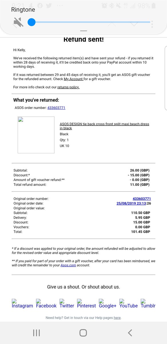 SnapbackKelly's tweet photo. @ASOS_HeretoHelp Erm why have you only refunded me £11 for a £26 dress I sent back? https://t.co/lQGtfYp9bY
